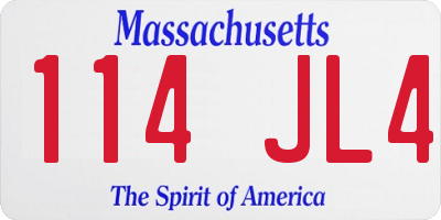 MA license plate 114JL4