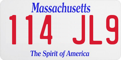 MA license plate 114JL9