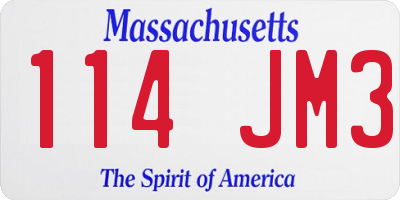 MA license plate 114JM3