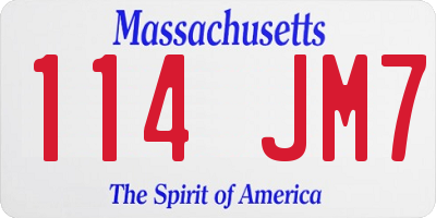 MA license plate 114JM7