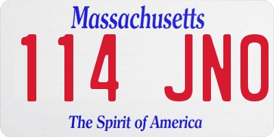 MA license plate 114JN0