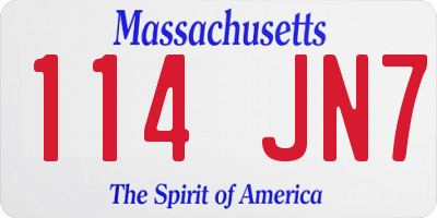 MA license plate 114JN7