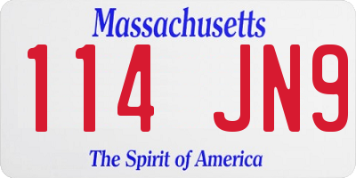 MA license plate 114JN9