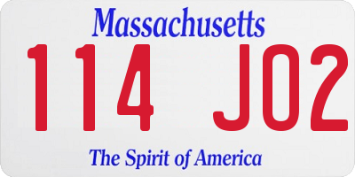 MA license plate 114JO2