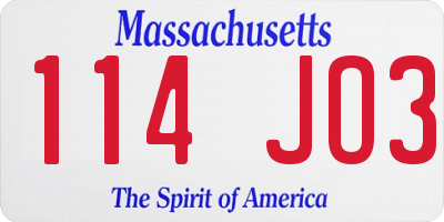 MA license plate 114JO3