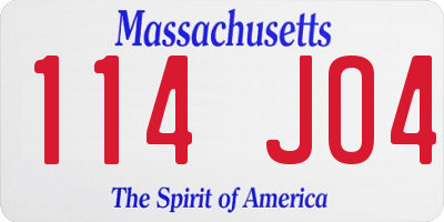 MA license plate 114JO4