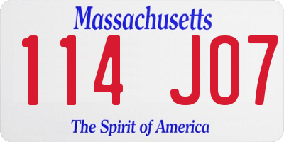MA license plate 114JO7