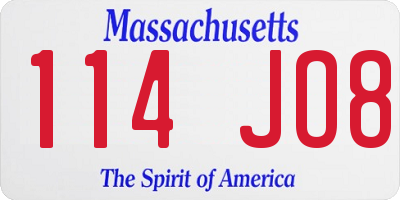 MA license plate 114JO8