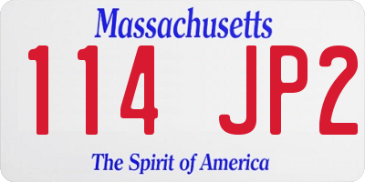 MA license plate 114JP2