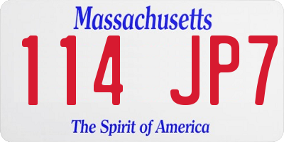 MA license plate 114JP7