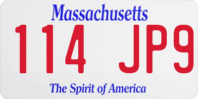 MA license plate 114JP9