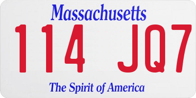 MA license plate 114JQ7