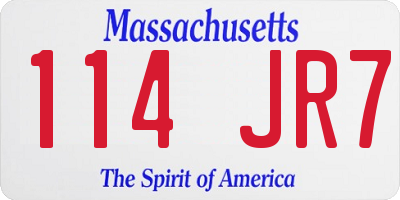 MA license plate 114JR7