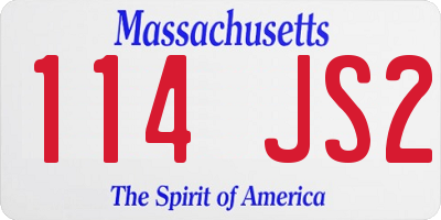 MA license plate 114JS2
