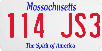MA license plate 114JS3