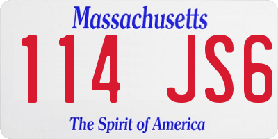 MA license plate 114JS6