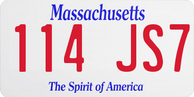 MA license plate 114JS7