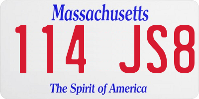 MA license plate 114JS8