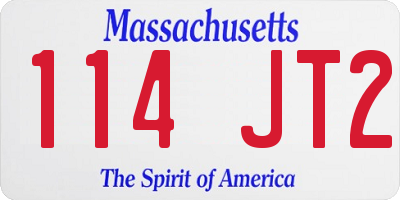 MA license plate 114JT2