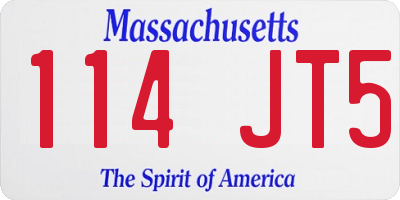 MA license plate 114JT5