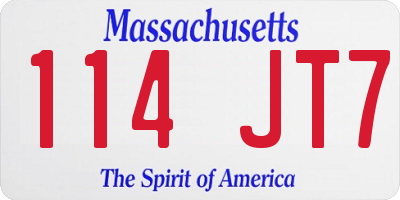 MA license plate 114JT7