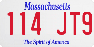 MA license plate 114JT9