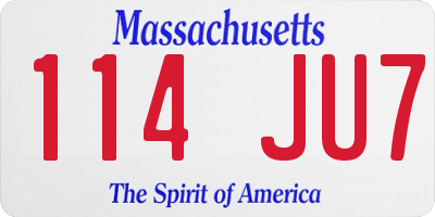 MA license plate 114JU7