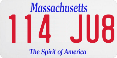 MA license plate 114JU8