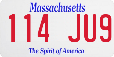 MA license plate 114JU9