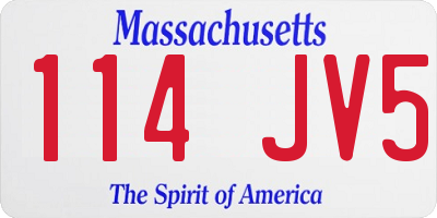 MA license plate 114JV5