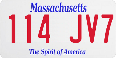MA license plate 114JV7