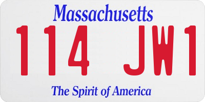 MA license plate 114JW1