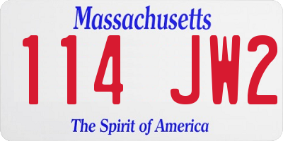 MA license plate 114JW2