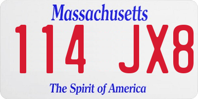 MA license plate 114JX8