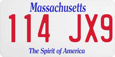 MA license plate 114JX9
