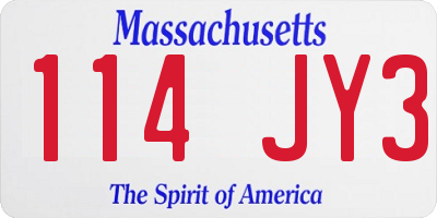 MA license plate 114JY3