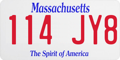 MA license plate 114JY8