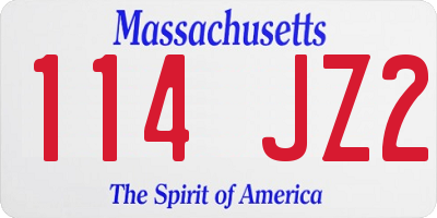 MA license plate 114JZ2