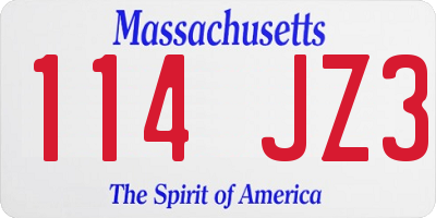 MA license plate 114JZ3