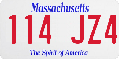 MA license plate 114JZ4