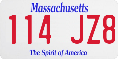 MA license plate 114JZ8