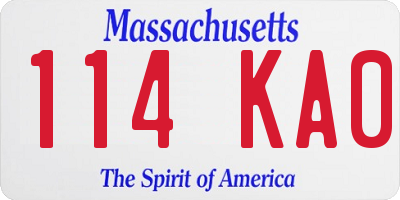 MA license plate 114KA0