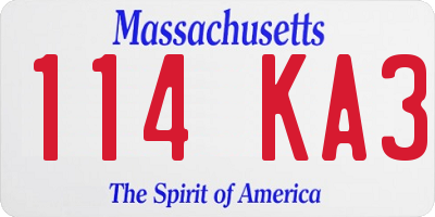 MA license plate 114KA3