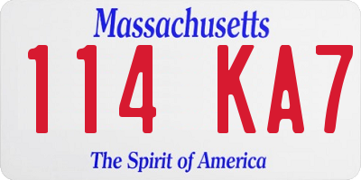 MA license plate 114KA7
