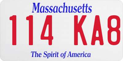 MA license plate 114KA8