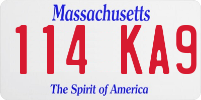 MA license plate 114KA9