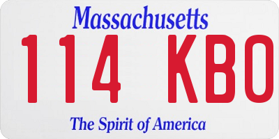 MA license plate 114KB0