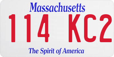 MA license plate 114KC2