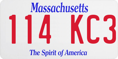 MA license plate 114KC3