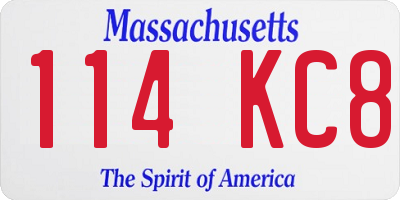 MA license plate 114KC8